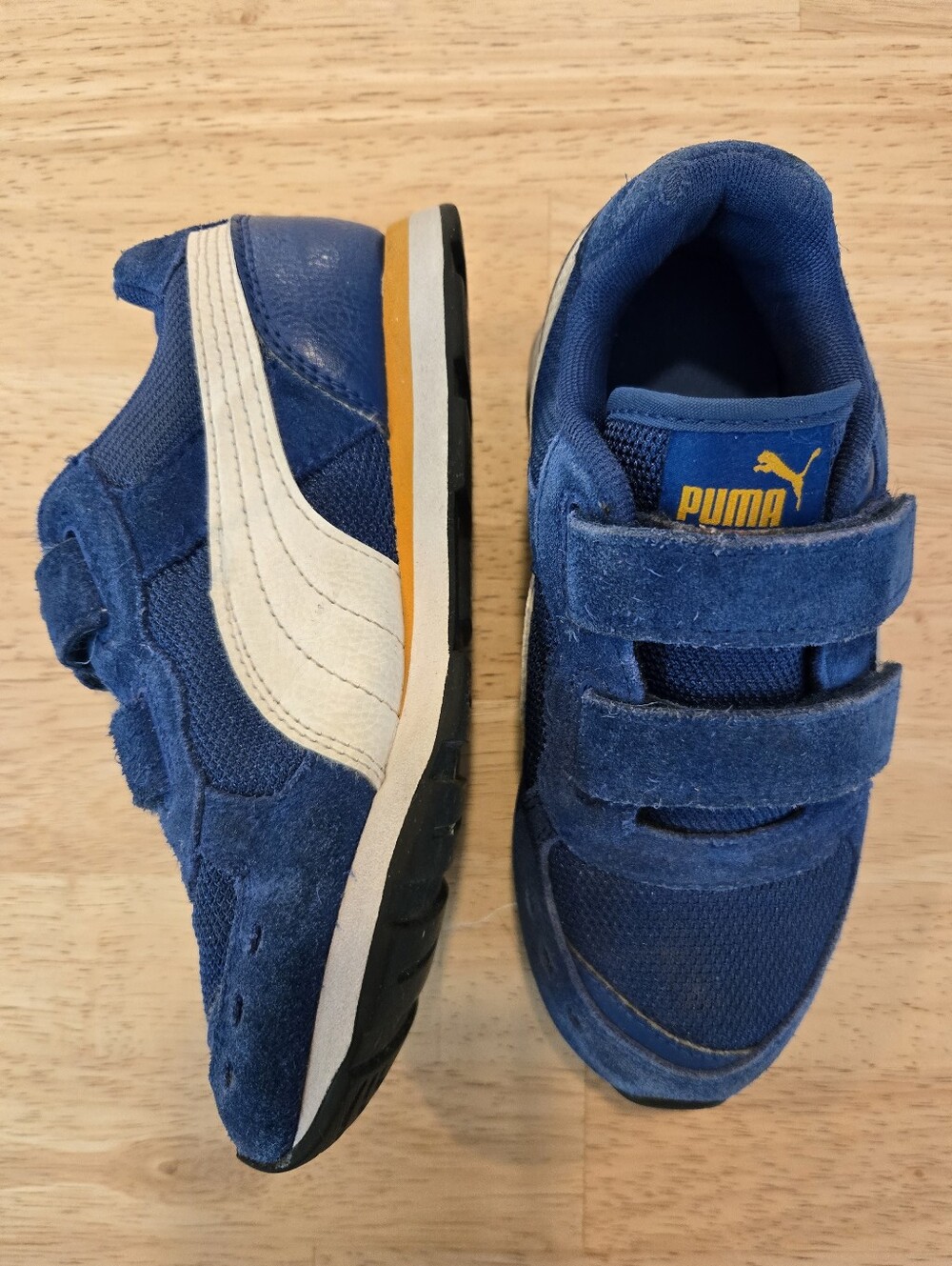 PUMA Kids Blue Suede Mesh Sneakers Hook Loop Shoes Size 13 Little Boy